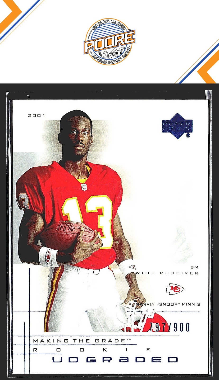 Football 2001 UD Graded Marvin "Snoop" Minnis #75 SN SN