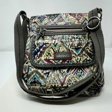 Sakroots Multicolor Ikat Crossbody Bag Canvas Fold Over Flap Zip & Card Slots