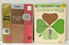 2 Vintage Hosiery Panty Hose Original Packs Clover Cinnamon Queens Seconds