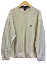 VTG Chaps Ralph Lauren Beige Designer Herringbone Pullover Sweater Sz L #c