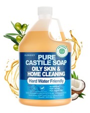 Pure Castile Soap Liquid Unscented 1 Gallon 128 fl oz Refill, EWG Verified O...
