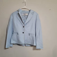 Tahari Womens Blue Linen Blazer Cami Tank Top Set Sz 8 Suit Jacket Shell Med