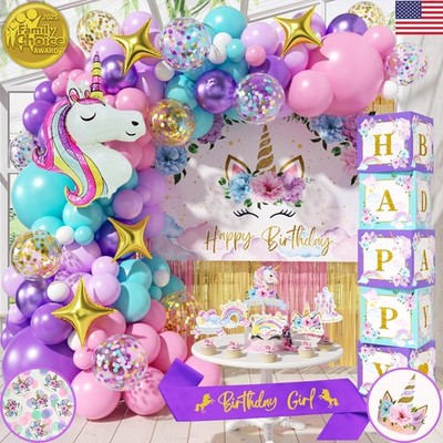 245 Pc Premium Unicorn Birthday Decorations for Girls Kit, All-in-1 Party Dec...