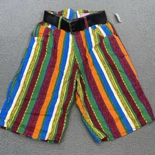 Vintage Not Guilty Mom Shorts  M Striped Cotton High Rise Boho Hippie USA Made