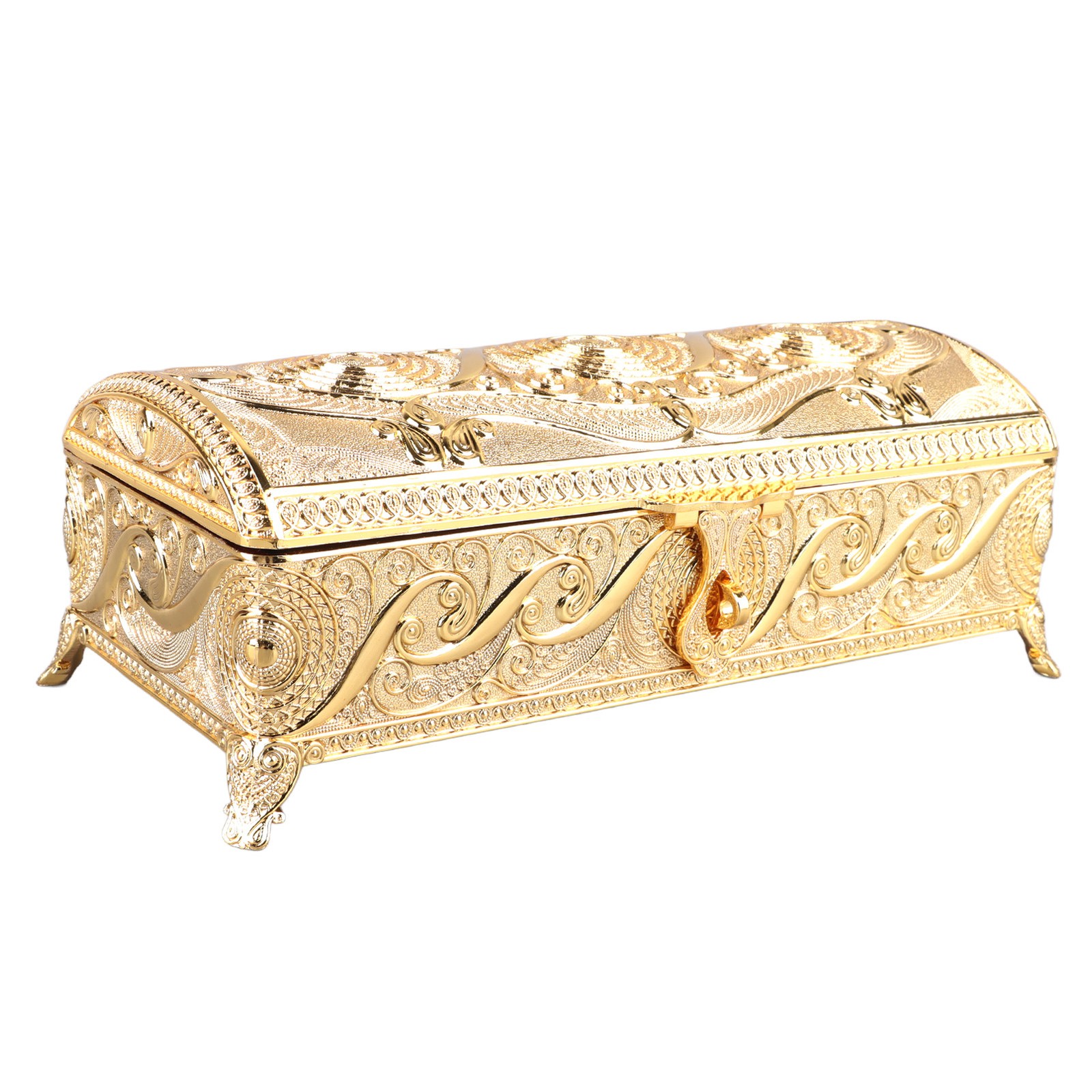 Vintage Jewelry Box Elegant Colorfast Alloy Rustproof Soft Velvet Lining Trinket