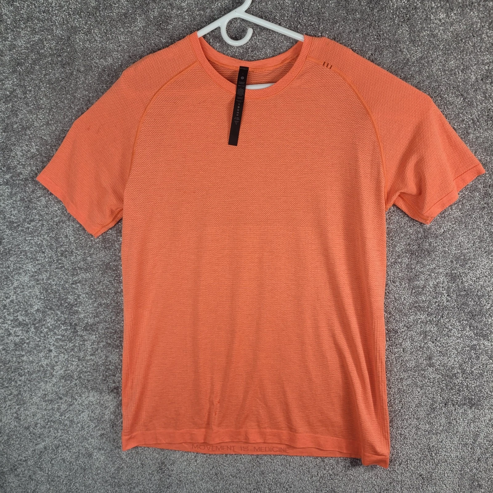 LULULEMON Mens Shirt Large Metal Vent Tech Short Sleeve LM3DOWS Orange Workout
