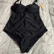 NWT Kona Sol Black Medium Coverage One Piece Swimsuit Size Medium