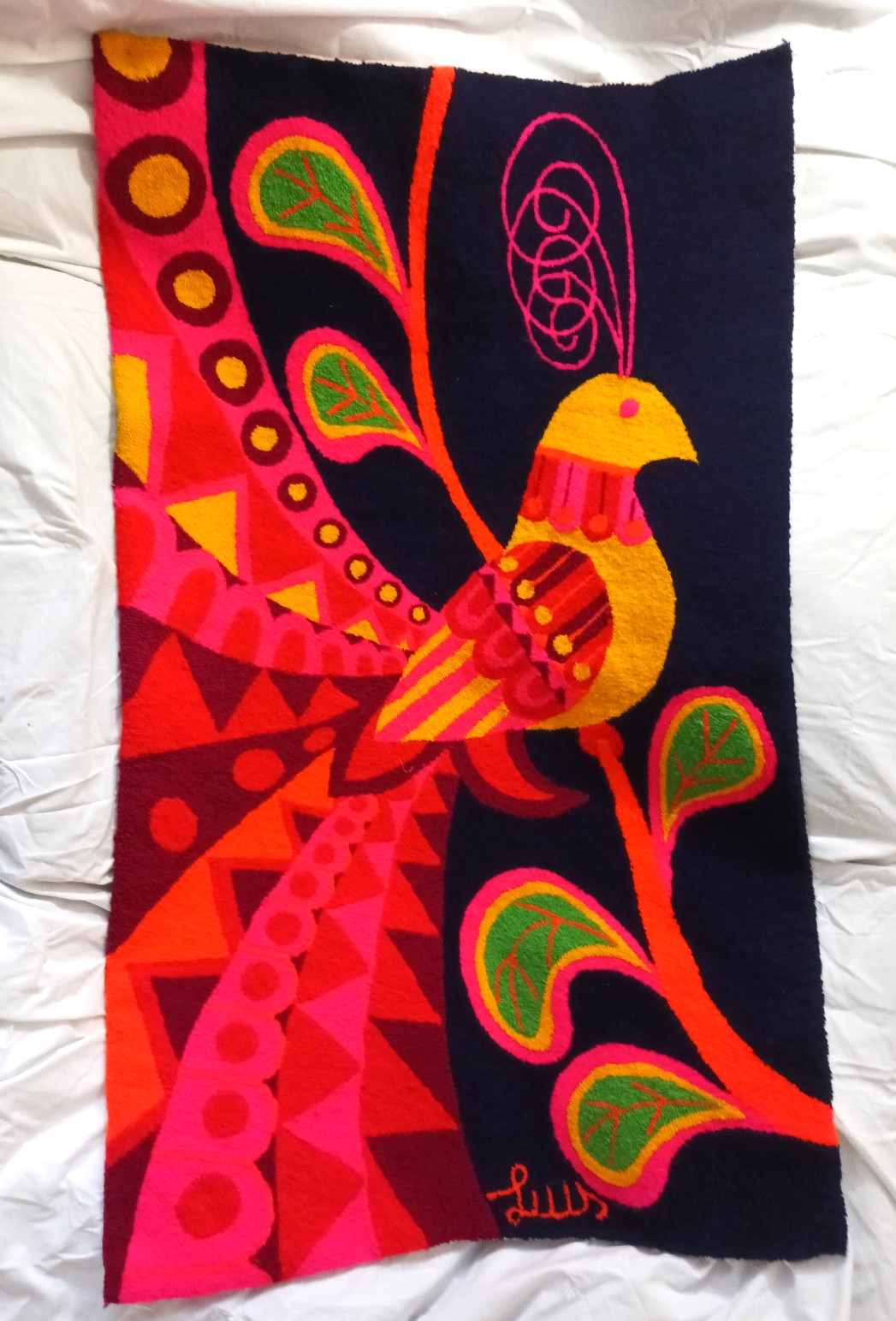 Original Venezuelan Wayuu tapestry signed Luis Montiel (1914-1998) Mali Mai
