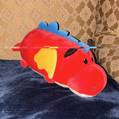 Red Dragon Plush Stuffed Animal Medium 14-24in w/ Blue Spikes & Yellow Wings