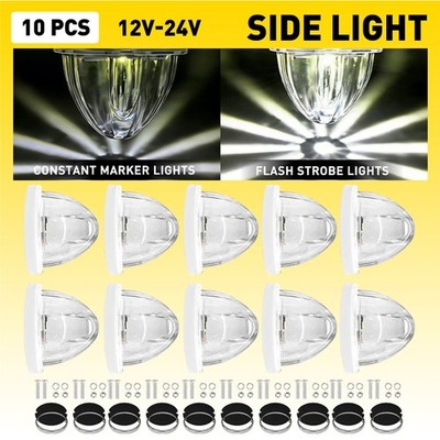 White LED Watermelon Light Side Marker Clearance For 12V 24V Heavy Duty Truck EK