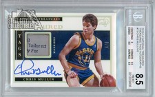 Chris Mullin 2013 National Treasures Tag Patch Autograph Card #TT-CM 4/5 BGS 8.5