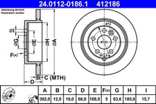 Bremssatz (2 Bremsscheiben) ATE 24.0112-0186.1 LAND ROVER FREELANDER 2 (L359)