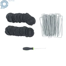 101 PK 6 Inch Galvanized Garden Stakes Landscape Staples With Gasket Washer Caps