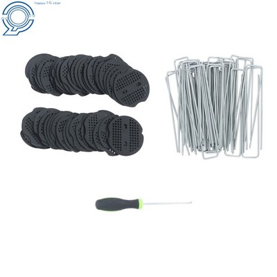 101 PK 6 Inch Galvanized Garden Stakes Landscape Staples With Gasket Washer Caps
