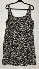 Old Navy Cami Womens Black Ditsy Floral Dress XXL 2XL Smocked Sleeveless Boho