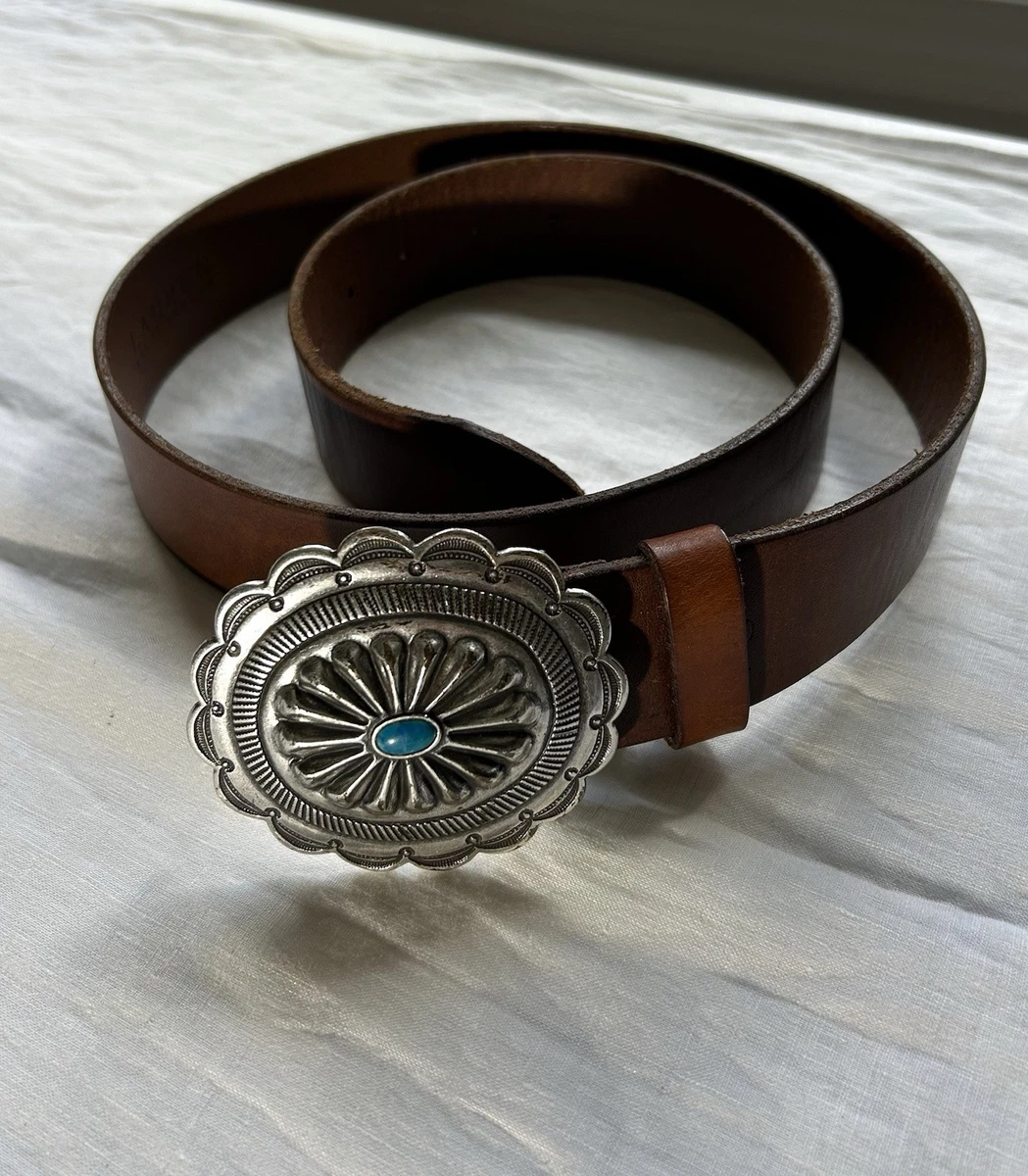 Lauren Ralph Lauren Brown Leather Belt with Silver Concho Buckle vintage. Large Lauren Ralph Lauren Women main image 3