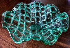 Vintage Art Glass Italian Murano Vetro Eseguito Glass Bowl Sea Green