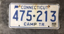 Vintage 1990 Connecticut Camper License Plate Gas & Oil Plates Decor Airstream