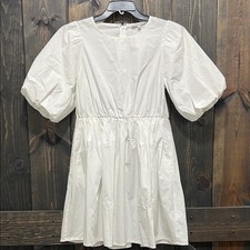 Madewell White Cotton Bubble Poplin Mini Dress 4 NWT Puff Sleeve Preppy Cottage