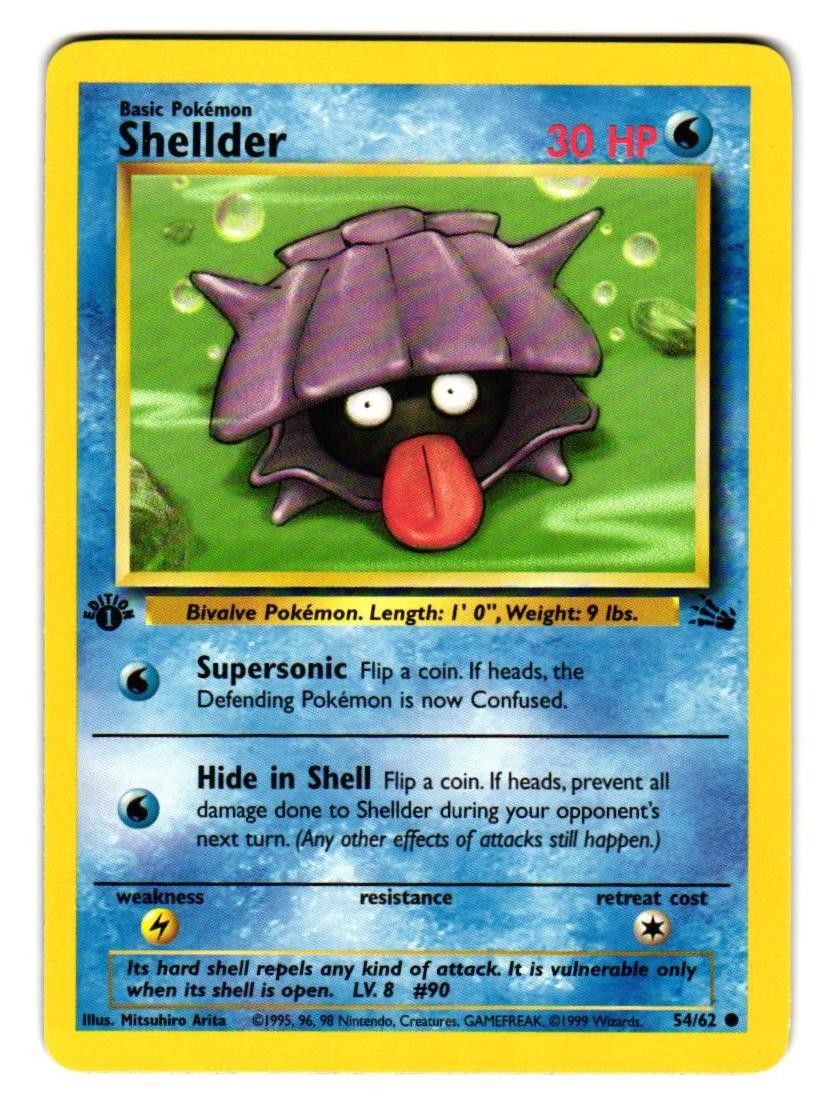 Shellder 54/62 Common Fossil Pokemon 1st Edition Lightly Played