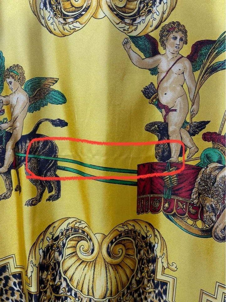 Vintage Gianni Versace Shirt Mens L Silk Baroque Yellow Black Made Italy - Image 3 of 4