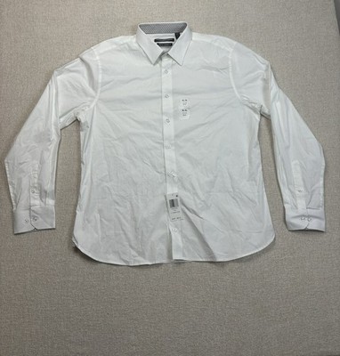 Nick Graham Mens White Button Up Long Sleeve Dress Shirt Size XL