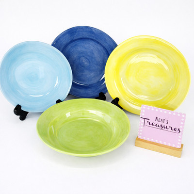 Sakura PROVENCE Apple Yellow Blue Green Purple Earthenware Salad Plates Set of 4