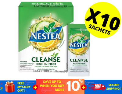 NESTEA Cleanse High Fiber Green Tea Lemon Cucumber Sugar-Free 10 Sachets