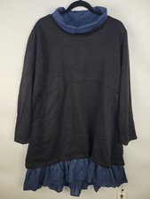 Minibee Lagenlook Tunic Dress Black Blue Layered Boho Oversized Long Sleeve NWT
