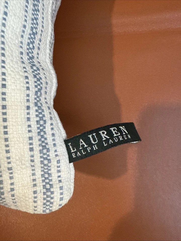 "Almohada Lauren Ralph Lauren azul blanco a rayas 23""x 11""" Foto 3 de 4
