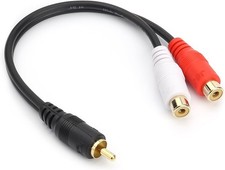 JSJ RCA to 2 RCA Stereo Audio Y Adapter Subwoofer Cable 24k Gold Plated