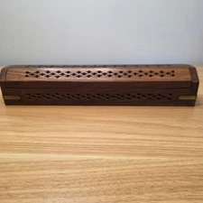 Wooden Incense Burner Box Carved Aromatherapy Ash Catcher Home Decor