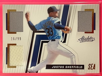 2019 Chronicles Absolute Justus Sheffield Triple Relics Gold /99 RC #AB-JS