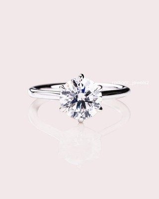 3Ct U Prong Set Brilliant Round Cut Moissanite Solitaire Promise Ring 925 Silver