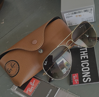 Authentic Ray-Ban Aviator Sunglasses with Brown Lenses and Silver Frame s-l400.jpg main image 4