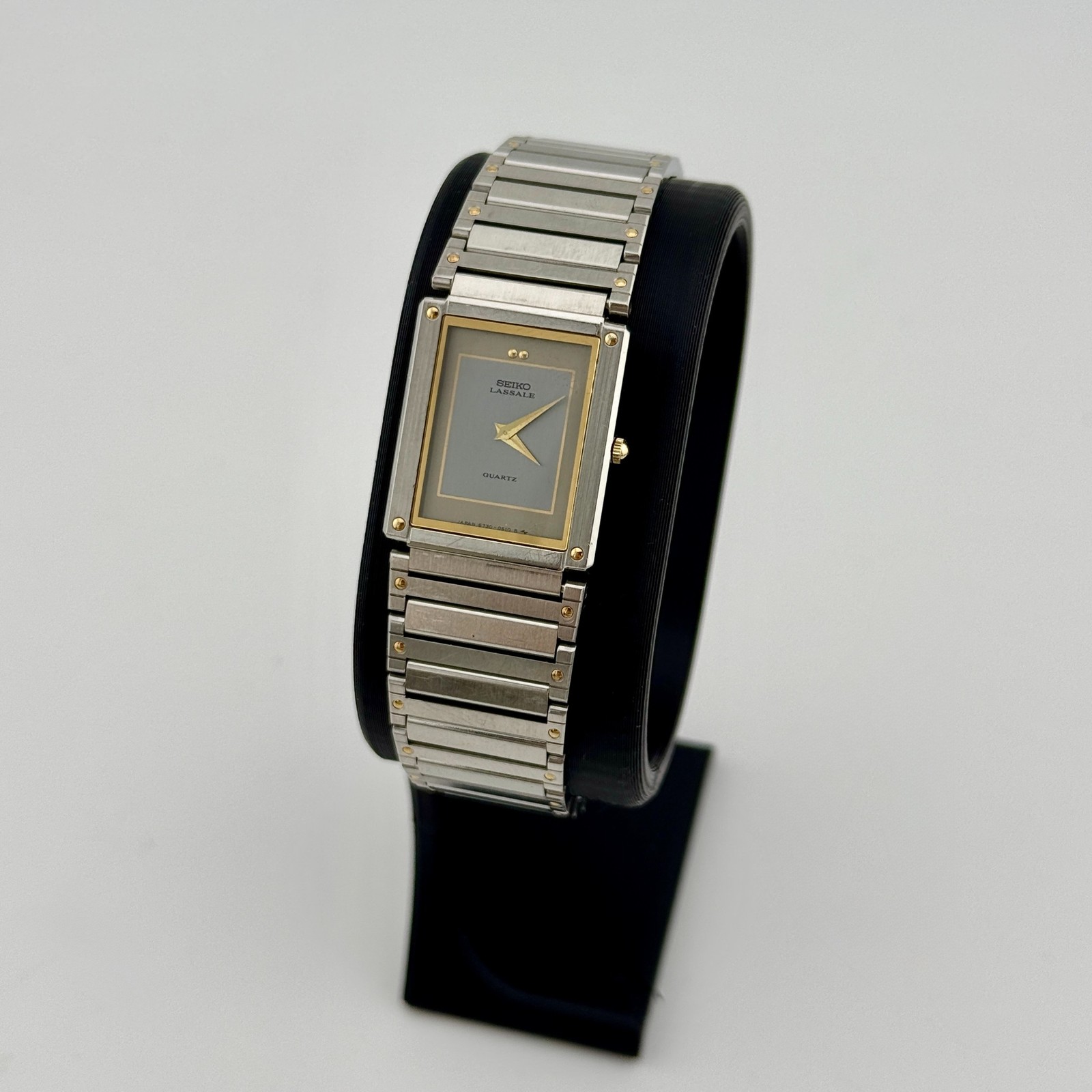Seiko Lassale Quartz Rectangular Watch, Two-Tone … - image 1