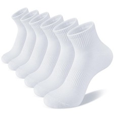 White Ankle Socks for Women: 6 Pairs Cotton Running Athletic Socks