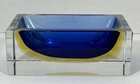 Vintage Murano Sommerso Blue Art Glass Ashtray Flavio Poli for Seguso