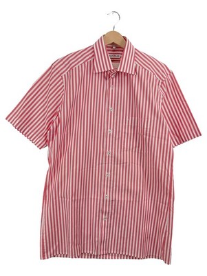 MARVELIS Freizeithemd Herren Kurzarm Rot Weiß Gestreift Gr. 40