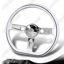 W-power 18-inch Steering Wheel D-shape White Wood Grip With Chrome Horn Button W-power 18-inch Steering Wheel D-shape White Wood Grip With Chrome Horn Button