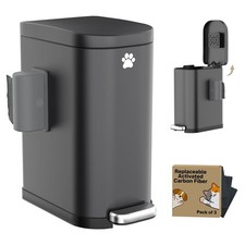 Dog Poop Trash Can Outside with Odor Control Lid  Step Pedal, 3.2Gal Stainle...