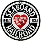 VINTAGE SEABOARD AIR LINE RAILROAD PORCELAIN SIGN TRAIN STATION CROSSING GAS OIL
