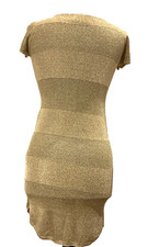 Dolce and Gabbana D&G gold metallic knit jumper see through short dress UK10 US6