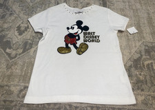 Walt Disney World Girls Mickey Mouse Shirt Sz Youth Medium Glitter white New