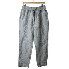 Athleta Retreat Linen Ankle Pants Womens Sz M Minimalist Neutral Coastal Beachy