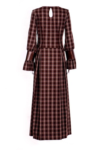 Abito Da Donna Vestito Elegante Comodo Casual Lungo Scozzese Tartan a Quadretti - Picture 7 of 24