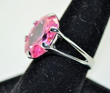 New pink cubic zirconia rhodium silver lady wedding ring size:6-10 US-SELLER1108