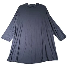 H by Halston 3XL Navy Blue Relaxed Fit 3/4 Sleeve Soft Turtleneck Tee T-shirt
