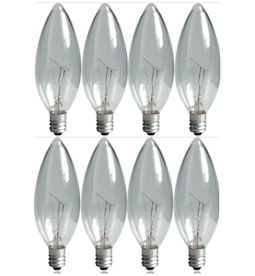 #ad 8 GE 60w Decorative B Type Multi Use Candelabra Base 540 Lumen Crystal Clear 8PK $15.22