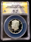 2014 S Silver Enhanced Kennedy Half Dollar! ANACS EU 70 DCAM! ENN Coins